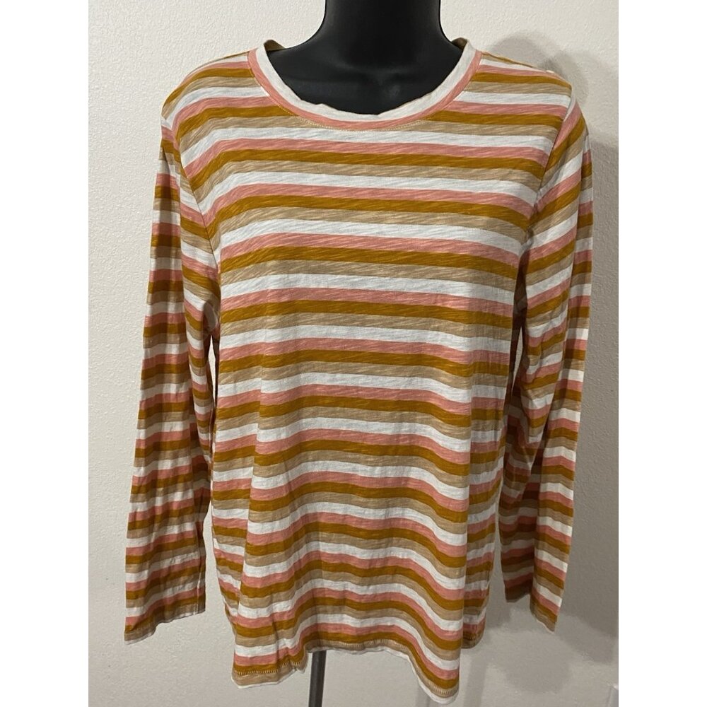 Sonoma The Everyday Tee Womens Size L Long Sleeve Multi Color Striped